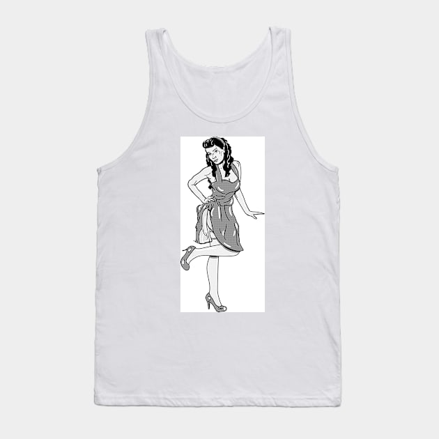 Pin up Girl in black and white Tank Top by silentrob668